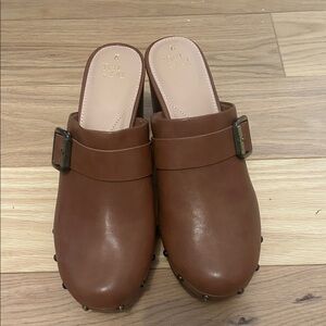 Time and Tru Brown Slip-On Mule Clogs with Buckle